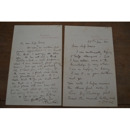 538 - John Ruskin Signed and Dated Letters Addressed From Brantwood, Coniston, Lancashire, Mostly Jan 1880