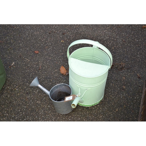 77 - 1 enamelled & 1 galvanised watering can