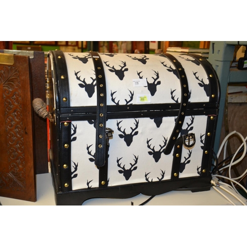 178 - Stags head motif travel trunk