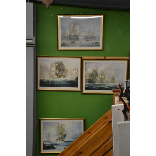 114 - 4 prints of sailing fleets, signed by artist Michael Whitehand