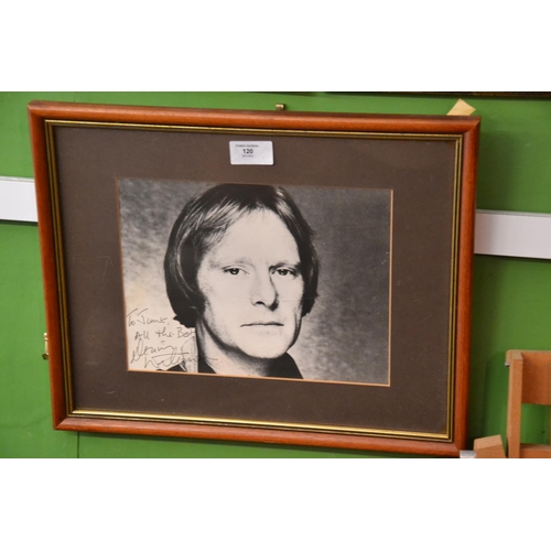 120 - Signed photo of star of 1980's hit TV programme 'Minder' Dennis Waterman.