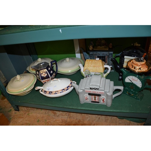 138 - Collection of novelty teapots + tureens & others