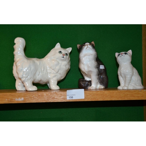 150 - 2 Beswick cats & 1 Royal Doulton cat