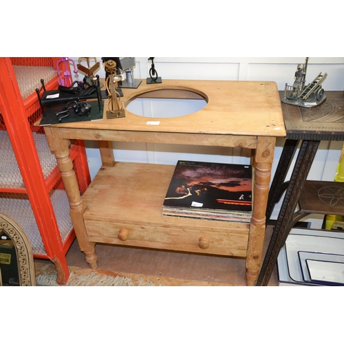 165 - Strip pine wash stand with lower drawer