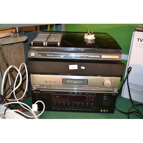 206 - Denon DRA-210 receiver, Sherwood RD-6103R AV receiver, Technics tapedeck & Technics turntable SL-L20