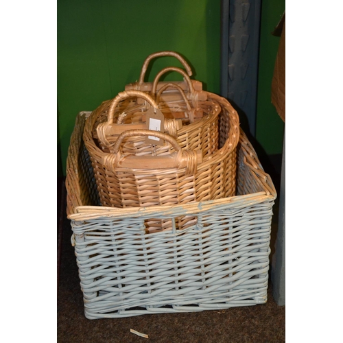 210 - 3 Graduated wicker baskets & 1 other