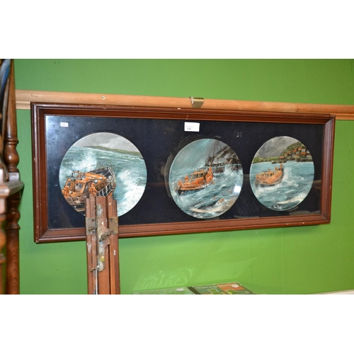 234 - 3 Framed cabinet plates by Kevin Platt, of lifeboats at sea