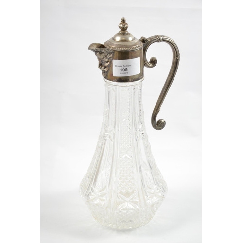 105 - Plated & frosted glass claret jug