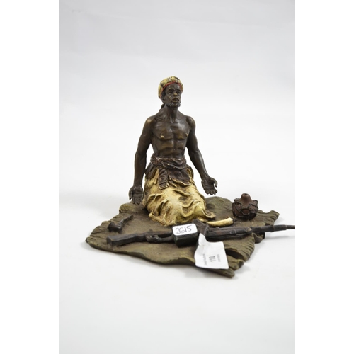110 - Franz Bergman Vienna Cold Painted Bronze Arab Man with gun & trinkets