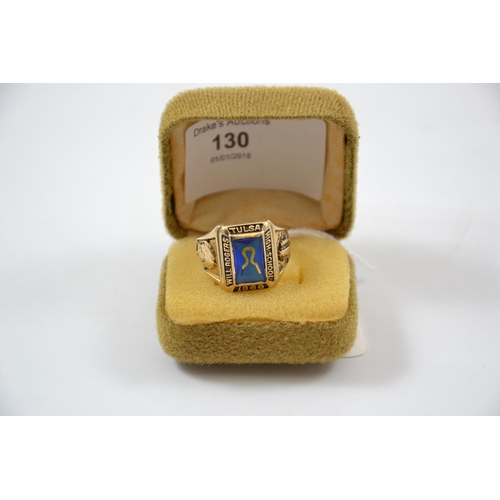 130 - 10ct marked Balfour School graduation ring. Total weight 9.25g.