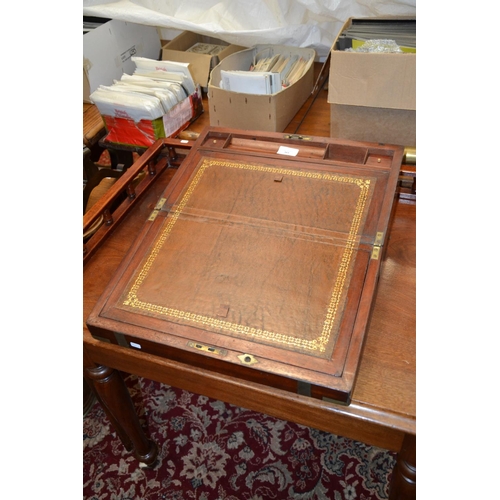 303 - Leather topped writing slope with brass bindings