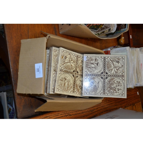 309 - collection of 6 Minton Victorian tiles, 1 A/F