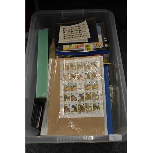 361 - Box of mixed world stamps on cards, sheets & loose