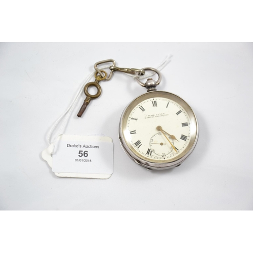 56 - H Samuels silver pocket watch (GWO)