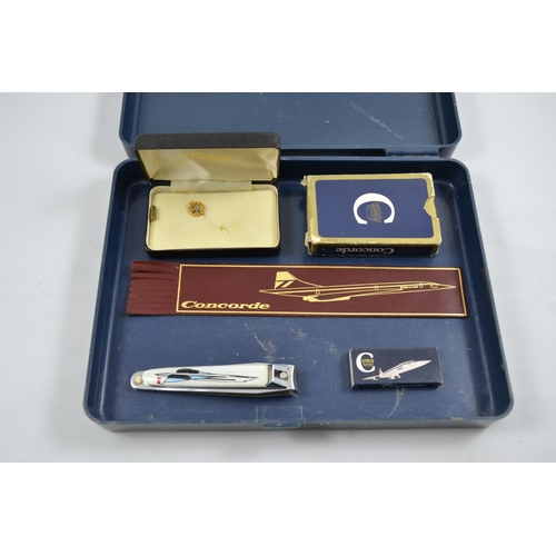 82 - Collection of Concorde memorabilia inc. 9ct gold pin