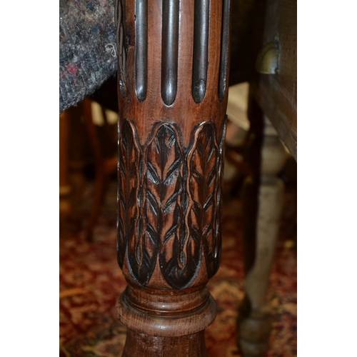 278 - Fluted & swag decorated mahogany standard lamp with acanthus leaf foot relief