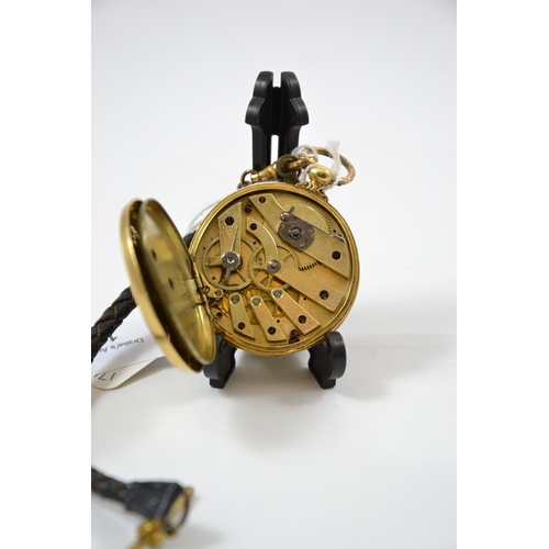 131 - Roberb Tissot Geneva, gold cased pocket watch, with metal dust sheet, pictorial engraving to face,in... 