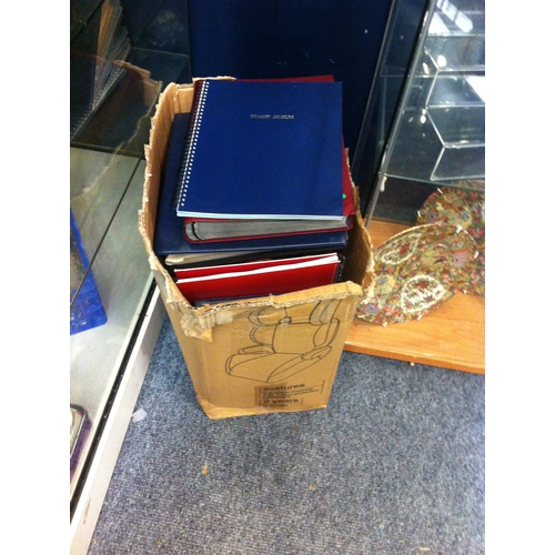 479 - Box of empty stamp albums & books (missed lot, added during auction)