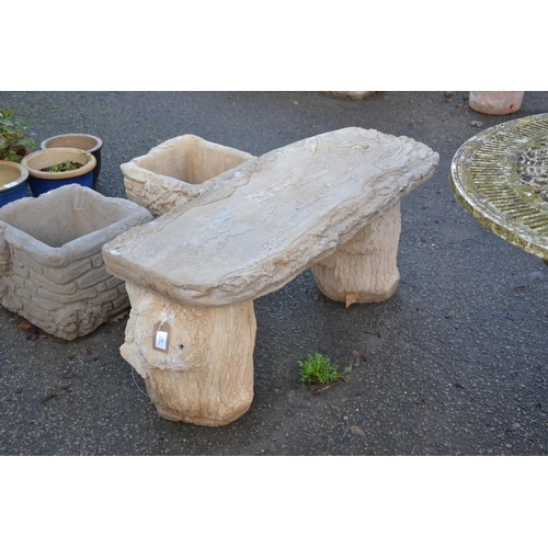 480 - Large straight timber style seat on concrete log plinths