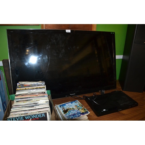 208 - Panasonic flatscreen & DVD player, TV missing power cable & no stand, no remote