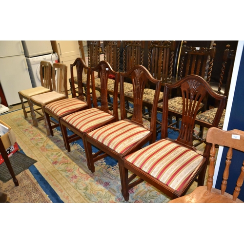 736 - 4 Wheatsheaf dining chairs with striped fabric