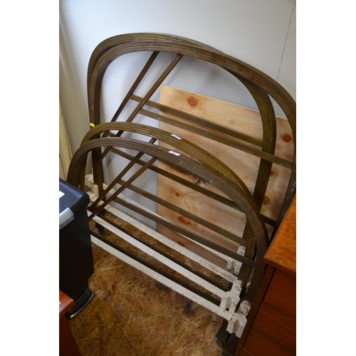 10 - French art deco brass and wrought iron single bed with option on next