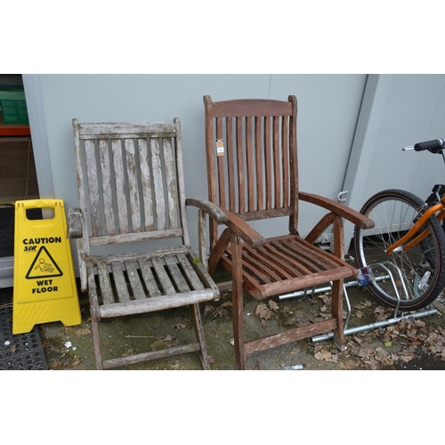 125 - 2 Large teak folding garden chair