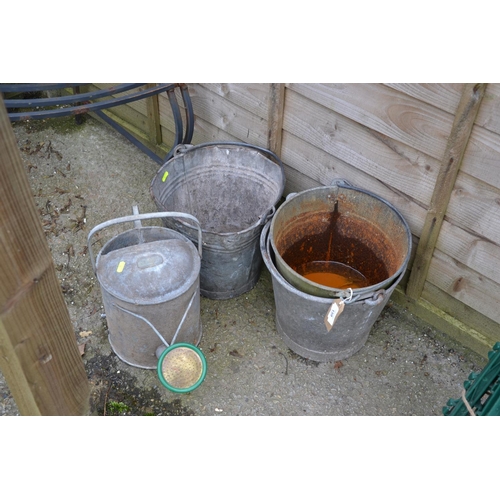 159 - 3 Galvanised buckets + Galvanised watering can