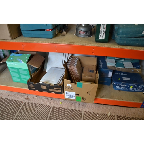 26 - All tiles on bottom shelf, some complete boxes, various sizes