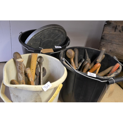 34 - 3 buckets of various tools