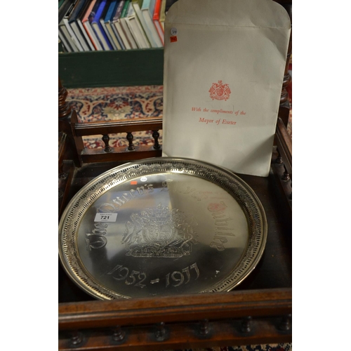 721 - Exeter 1977 Silver Jubilee medallion & silver plated tray