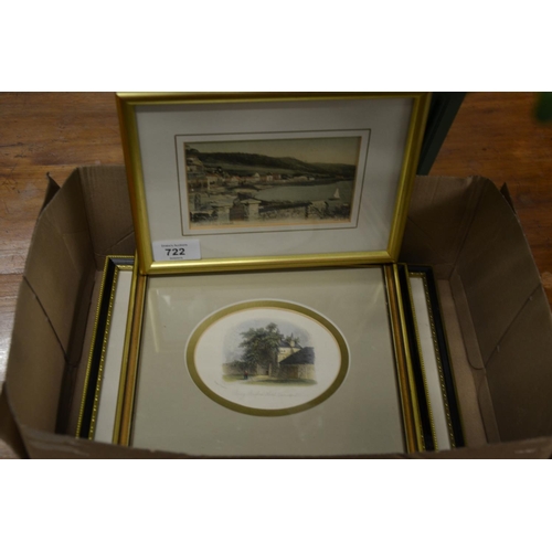 722 - 5 framed antiquarian prints inc. Tavistock, Cawsand & Plymouth