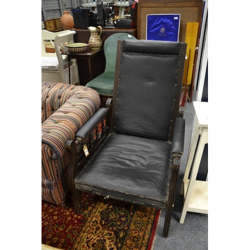 737 - Fully reclining (to bed position)  Victorian campaign chair