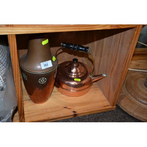 77 - Copper kettle and vase