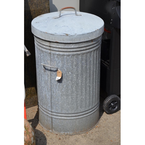 247 - Galvanised bin with lid