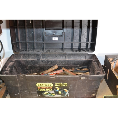 62 - Tool box and contents inc. mole grips and pliers etc.