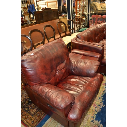 959 - Red leather electric recliner