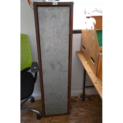 12 - Steel framed gun cabinet. height 138cm width 36cm