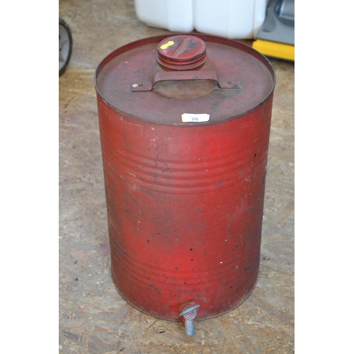 26 - Red oil drum with tap