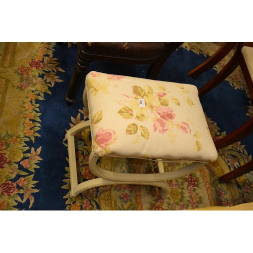 689 - Rose upholstered crossover stool