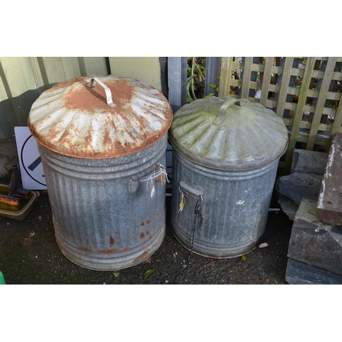 147 - 2 galvanised bins with lids