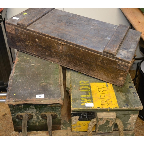 15 - 3 Vintage ammunition boxes