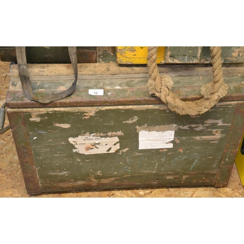 16 - Large vintage German ammunition box, length 111cm, depth 63cm