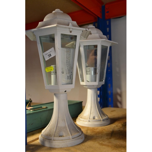 38 - 2 outdoor lantern style lights