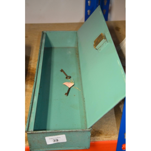 39 - Deed box with key (keys in office)