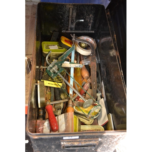 53 - Metal tool box and tools