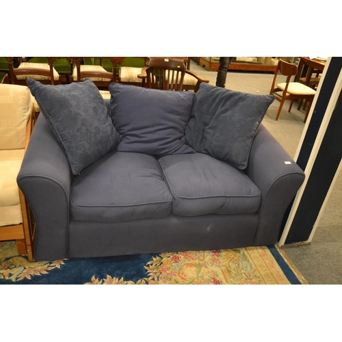 825 - Compact 2 seater  navy blue sofa.