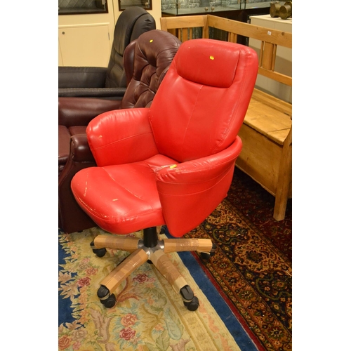 822 - Red pedestal modernist chair