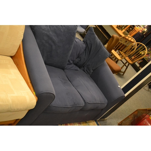 825 - Compact 2 seater  navy blue sofa.