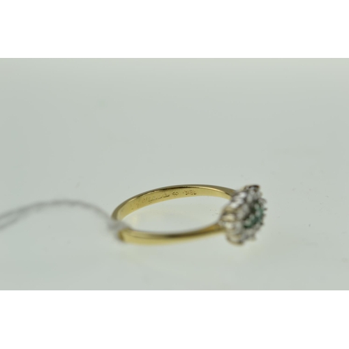 370 - 18ct gold, emerald & diamond ring, size N